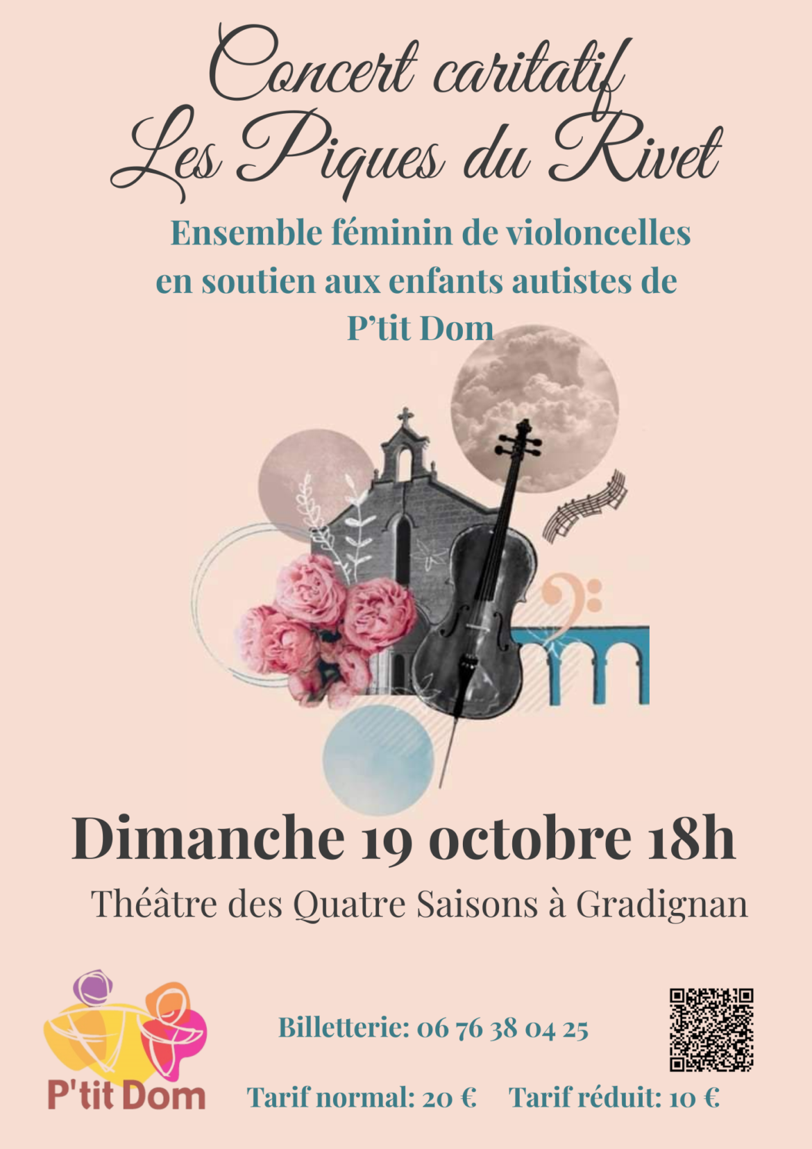 Concert par l’ensemble féminin de violoncelles Les Piques du Rivet le 19/10/2025